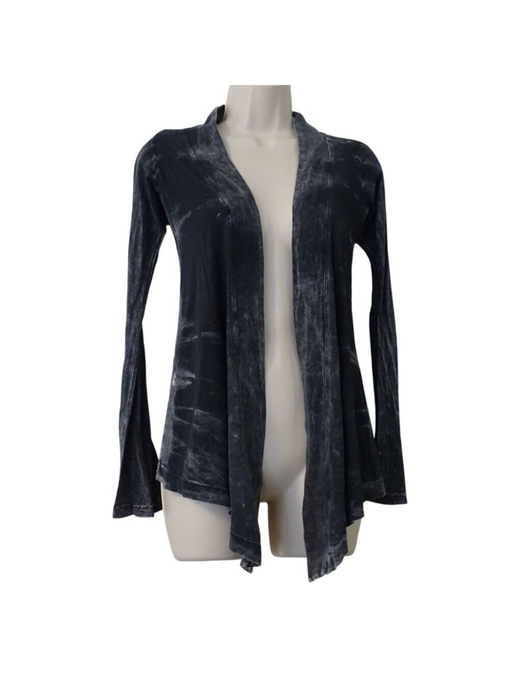 Hard Tail Forever Black Tie Dye Open Front Knit Cardigan Size XS Vintage Y2K 90s